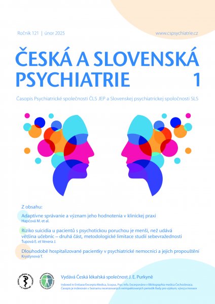 obálka časopisu Česká a slovenská psychiatrie PDF 1/2025 PDF