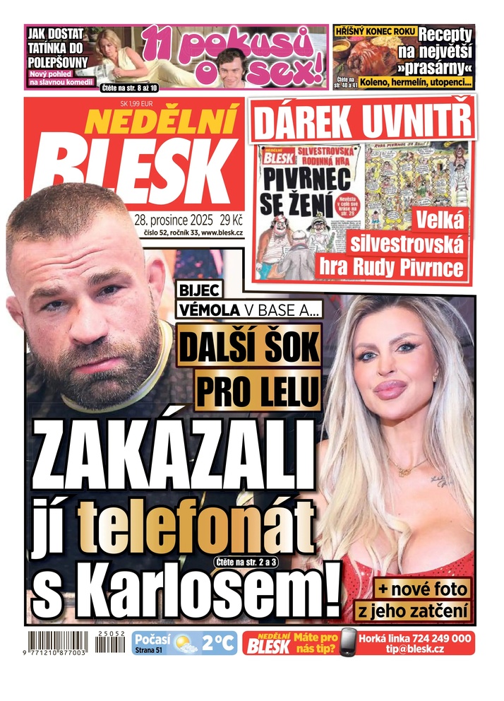 titulní strana časopisu NEDĚLNÍ BLESK a jeho předplatné