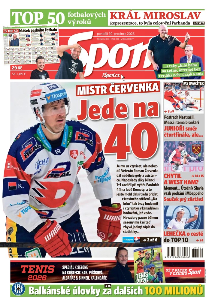 titulní strana časopisu Sport a jeho předplatné