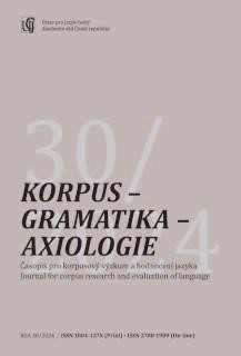 titulní strana časopisu Korpus - gramatika - axiologie a jeho předplatné