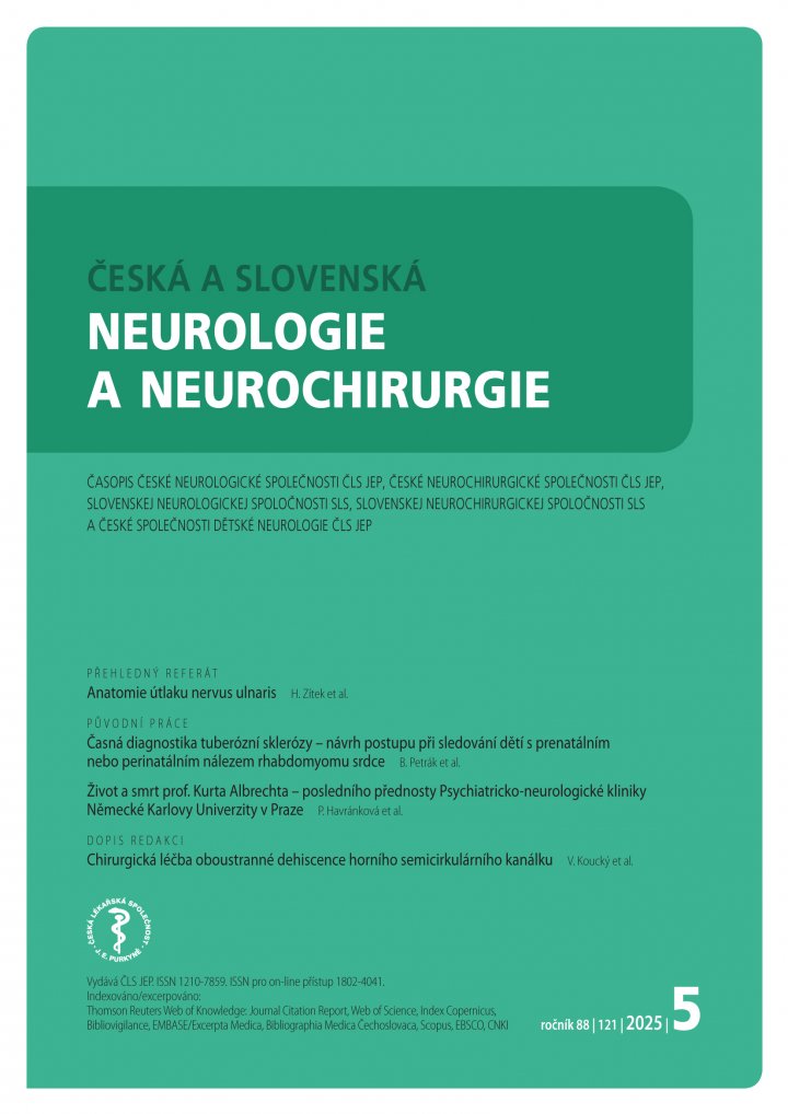 titulní strana časopisu Česká a slovenská neurologie a neurochirurgie  a jeho předplatné