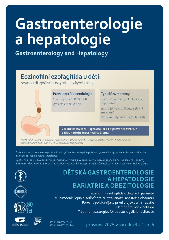 titulní strana časopisu Gastroenterologie a hepatologie  a jeho předplatné