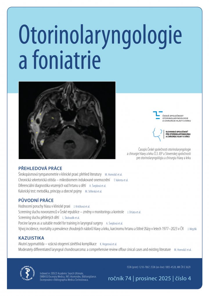 titulní strana časopisu Otorinolaryngologie a foniatrie  a jeho předplatné