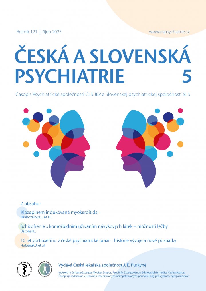 titulní strana časopisu Česká a slovenská psychiatrie PDF a jeho předplatné
