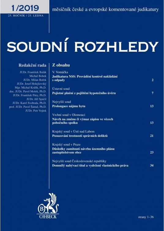 titulní strana časopisu Soudní rozhledy a jeho předplatné