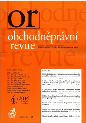 titulní strana časopisu Obchodněprávní revue a jeho předplatné