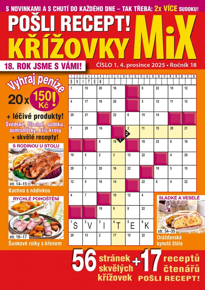 titulní strana časopisu Pošli recept MIX křížovek a jeho předplatné